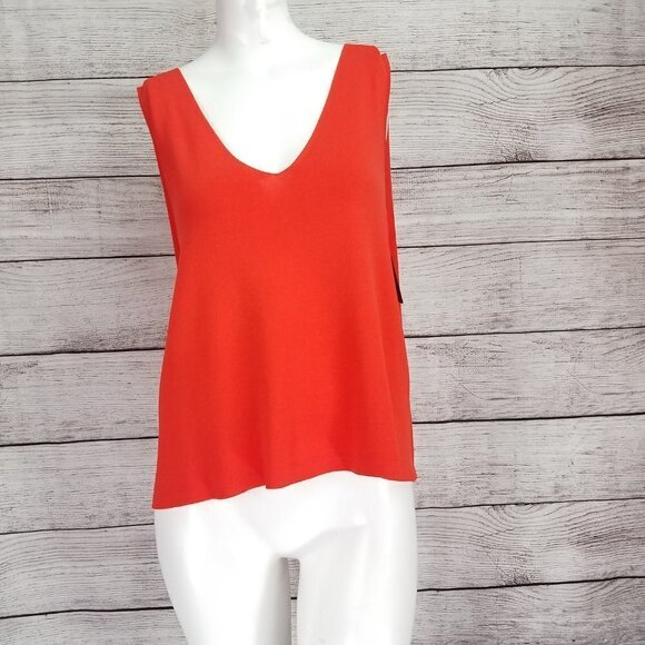 NEW Rachel Roy Collection Size S Knit Sleeveless V-neck Top Tee in Coral NWT - Picture 2 of 9
